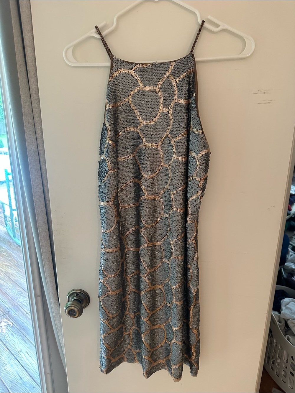 Endless Rose Gray and Gold Patterned Sequin Mini Dress